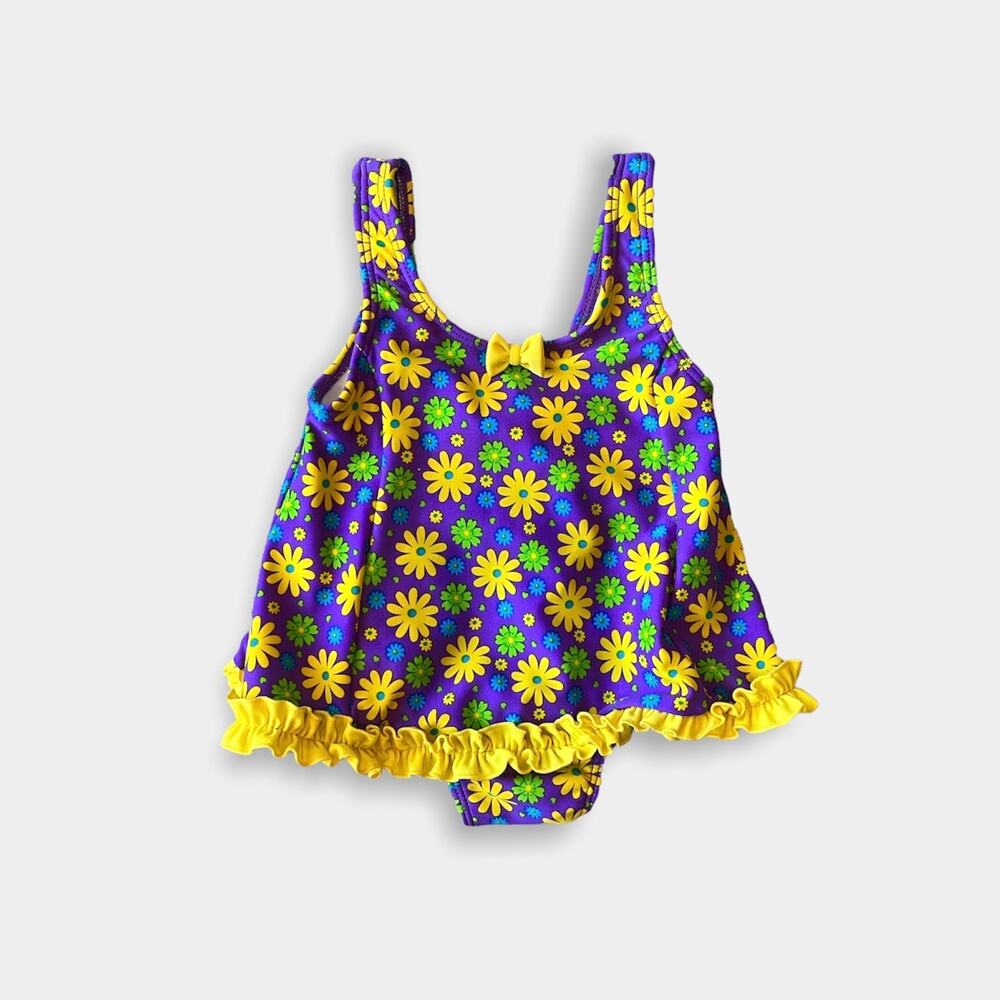 Vintage Carters Purple Floral Bathing Suit 12 Months
